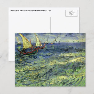 Postal Vincent van Gogh - Paisaje marino en Saintes Marie