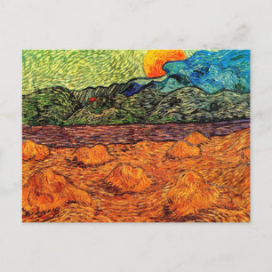 Postal Vincent Van Gogh - Paisaje vespertino con luna cre