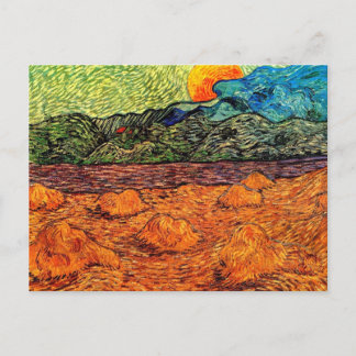 Postal Vincent Van Gogh - Paisaje vespertino con luna cre