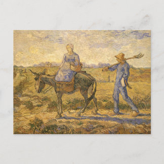 Postal Vincent van Gogh - Pareja campesina va a trabajar
