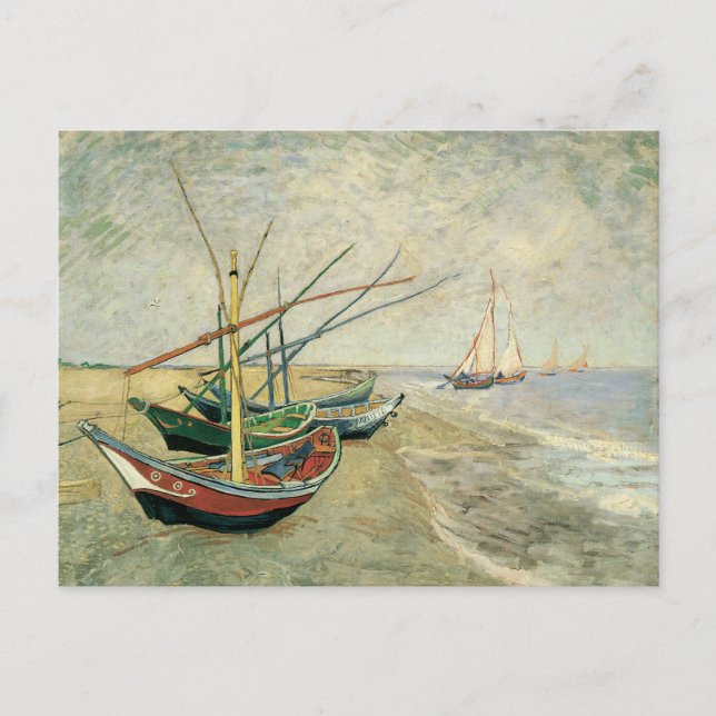 Postal Vincent van Gogh - Pescadores en la playa (Anverso)