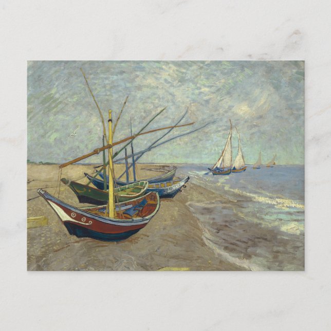 Postal Vincent van Gogh - Pescadores en la playa (Anverso)