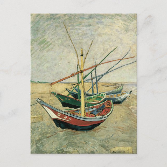 Postal Vincent van Gogh - Pescadores en la playa (Anverso)