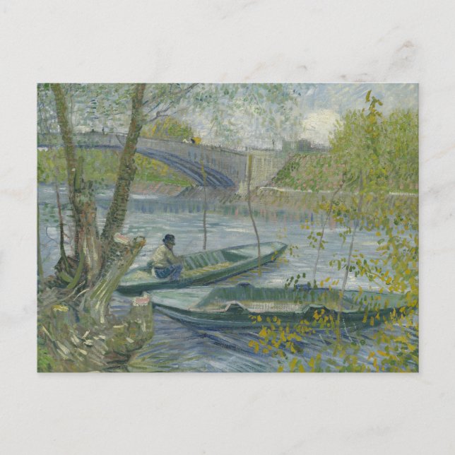 Postal Vincent van Gogh - Pescando en primavera, el puent (Anverso)