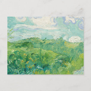 Postal Vincent Van Gogh pintando Campo de trigo verde
