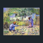 Postal Vincent Van Gogh - Primeros pasos - Arte del Día d<br><div class="desc">Primeros pasos de Vincent Van Gogh (después de Millet). Basado en una pintura del artista francés Jean-Francois Millet, This oil on canvas from 1890 muestra los primeros pasos de un niño cuando el padre pone su pala y espera con los brazos abiertos. Hace un gran regalo del Día del Padre....</div>