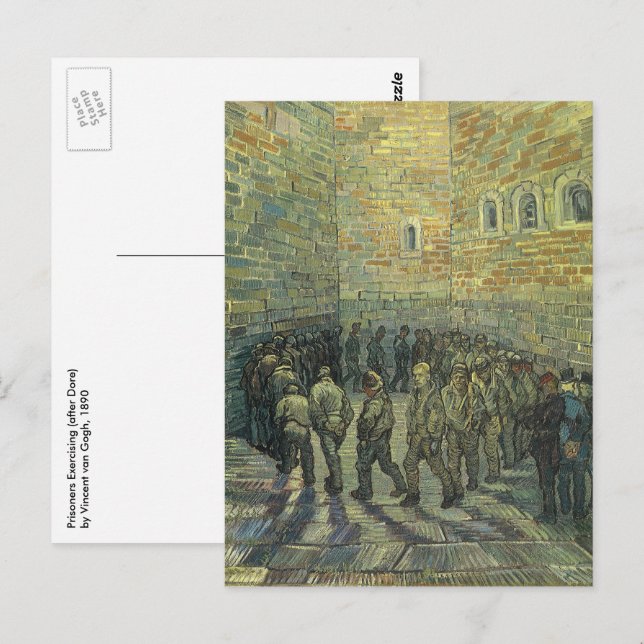 Postal Vincent van Gogh - Prisioneros ejercitándose (Anverso / Reverso)
