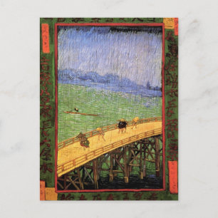 Postal Vincent Van Gogh - Puente bajo la lluvia Arte Japo