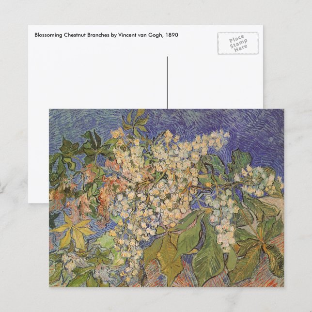 Postal Vincent van Gogh - Ramas de castaño en flor (Anverso / Reverso)