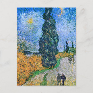 Postal Vincent van Gogh Road con la pintura de Cypress