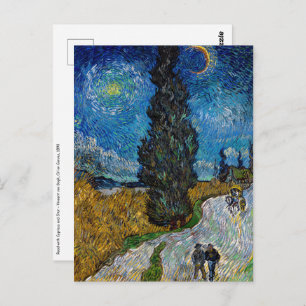 Postal Vincent van Gogh - Road with Cypress and Star