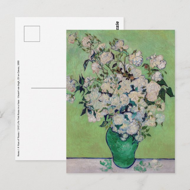 Postal Vincent van Gogh - Rosas (Anverso / Reverso)