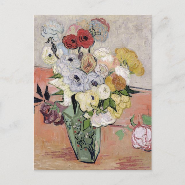Postal Vincent van Gogh | Rosas y anémonas, 1890 (Anverso)