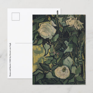 Postal Vincent van Gogh - Rosas y Escarabajo