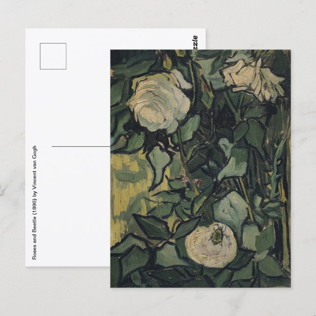 Postal Vincent van Gogh - Rosas y Escarabajo (Anverso / Reverso)