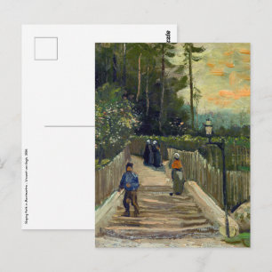 Postal Vincent van Gogh - Sendero inclinado en Montmartre