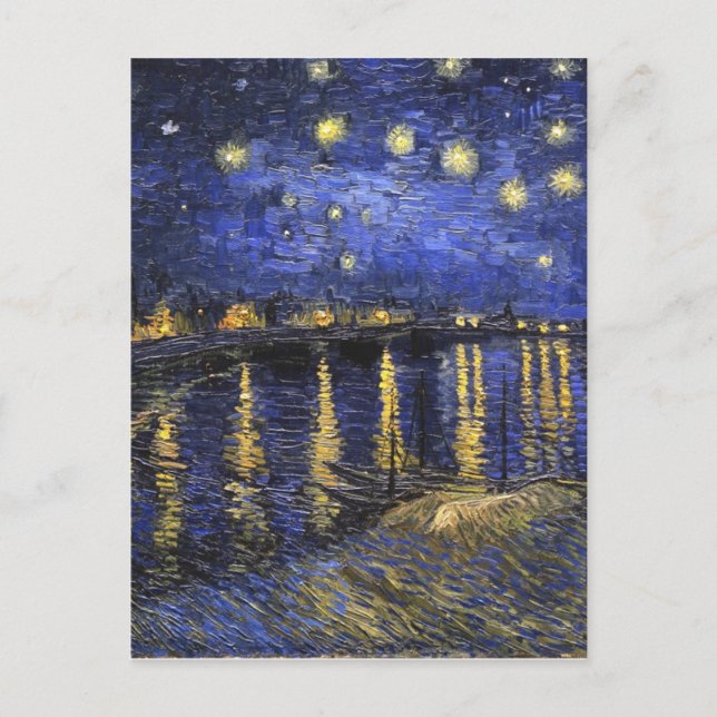 Postal Vincent Van Gogh Starry Night Sobre El Ródano (Anverso)