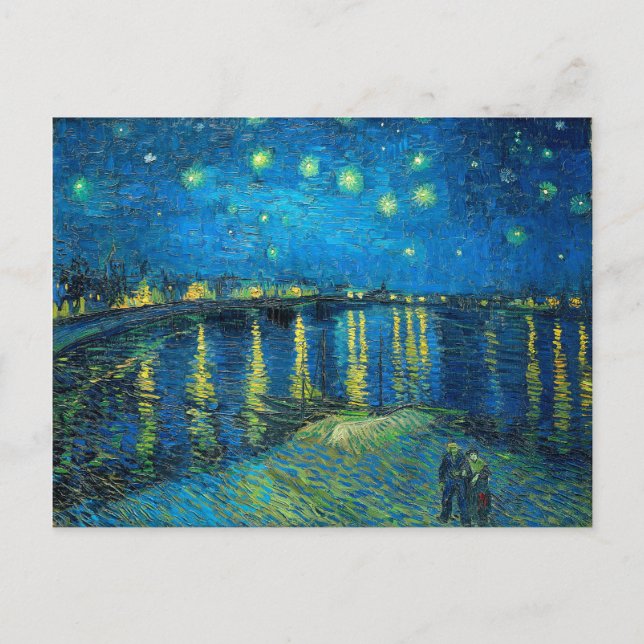 Postal Vincent Van Gogh Starry Night Sobre El Ródano (Anverso)