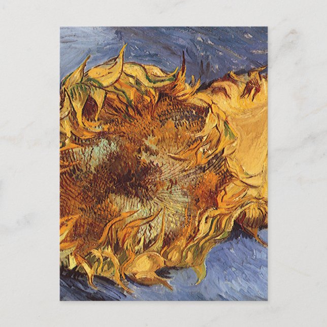 Postal Vincent van Gogh - Still Life: Dos girasoles corta (Anverso)