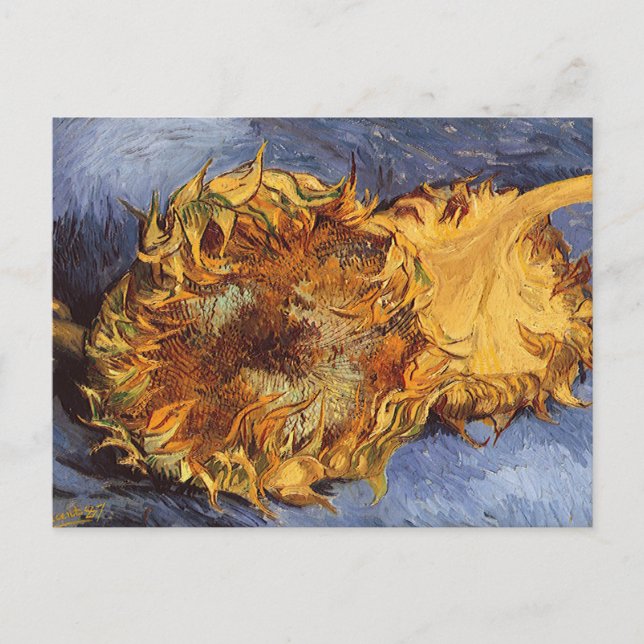 Postal Vincent van Gogh - Still Life: Dos girasoles corta (Anverso)
