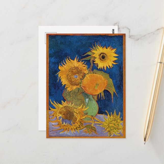 Postal Vincent Van Gogh - Sunflowers, 2ª versión (Anverso/Reverso In Situ)