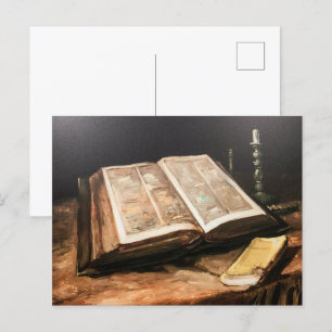 Postal Vincent van Gogh: Todavía la vida con la Biblia