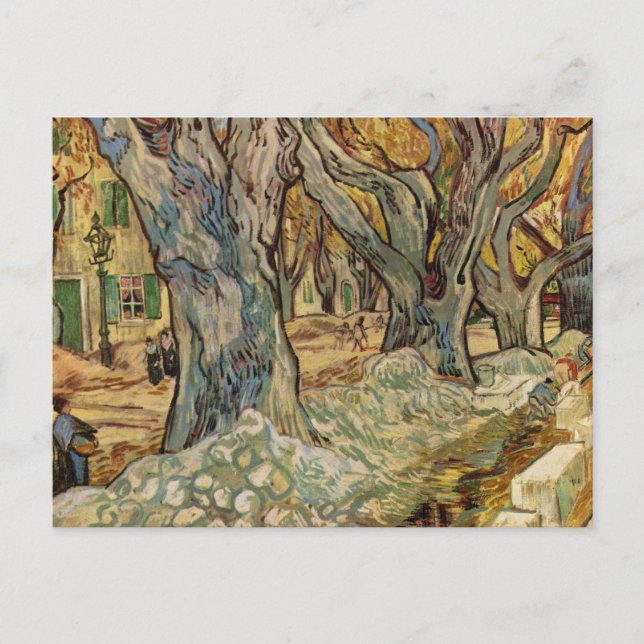 Postal Vincent van Gogh - Trabajadores de la carretera (Anverso)
