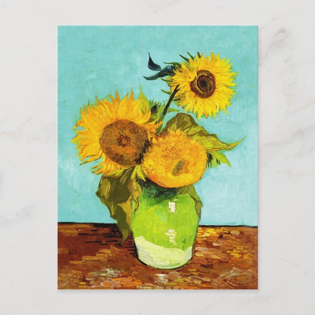 Postal Vincent Van Gogh Tres Girasoles En Una Vara (Anverso)