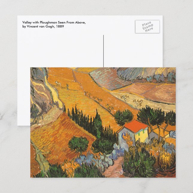 Postal Vincent van Gogh - Valle con labrador (Anverso / Reverso)