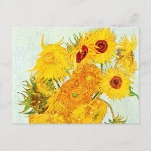 Postal Vincent van Gogh Vase con 12 Sunflowers Art