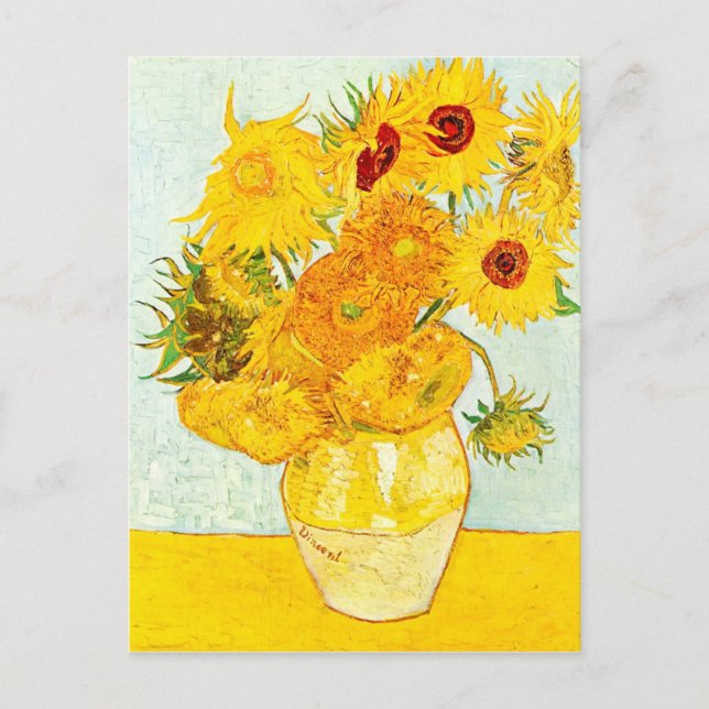 Postal Vincent van Gogh Vase con 12 Sunflowers Art (Anverso)