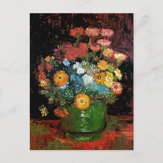 Postal Vincent Van Gogh - Vase Con Bella Artes De Zinnias (Anverso)