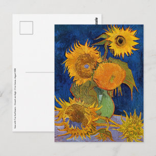 Postal Vincent van Gogh - Vase con cinco girasoles