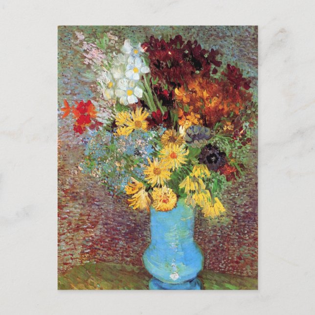 Postal Vincent Van Gogh - Vase Con Daisies Y Anemones (Anverso)