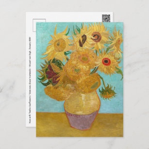 Postal Vincent Van Gogh - Vase con doce girasoles