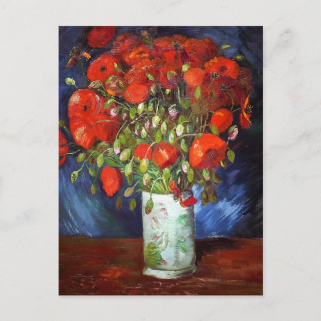 Postal Vincent Van Gogh Vase con el Bella Artes Red Poppi (Anverso)