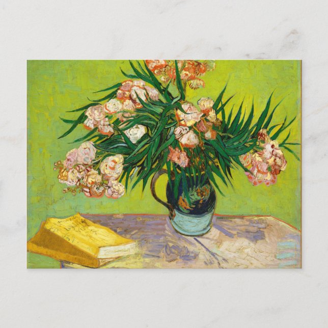 Postal Vincent Van Gogh Vase Con Oleanders Y Libros (Anverso)