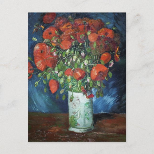 Postal Vincent van Gogh Vase con pinturas de cachorros (Anverso)
