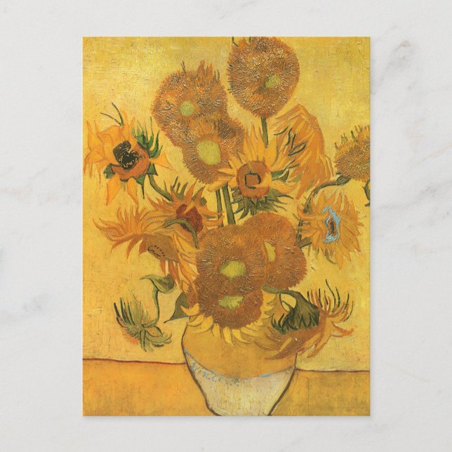 Postal Vincent van Gogh - Vase con quince girasoles (Anverso)