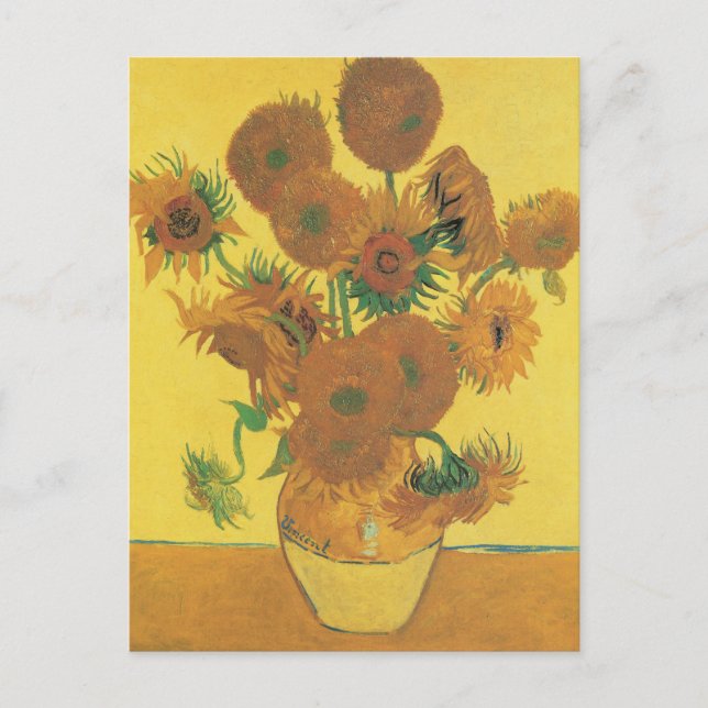 Postal Vincent van Gogh - Vase con quince girasoles (Anverso)