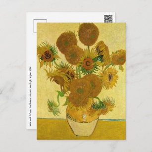 Postal Vincent van Gogh - Vase con quince girasoles