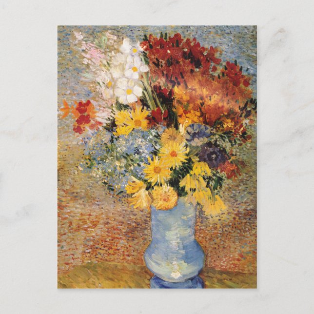 Postal Vincent van Gogh Vase Daisies Anemones (Anverso)