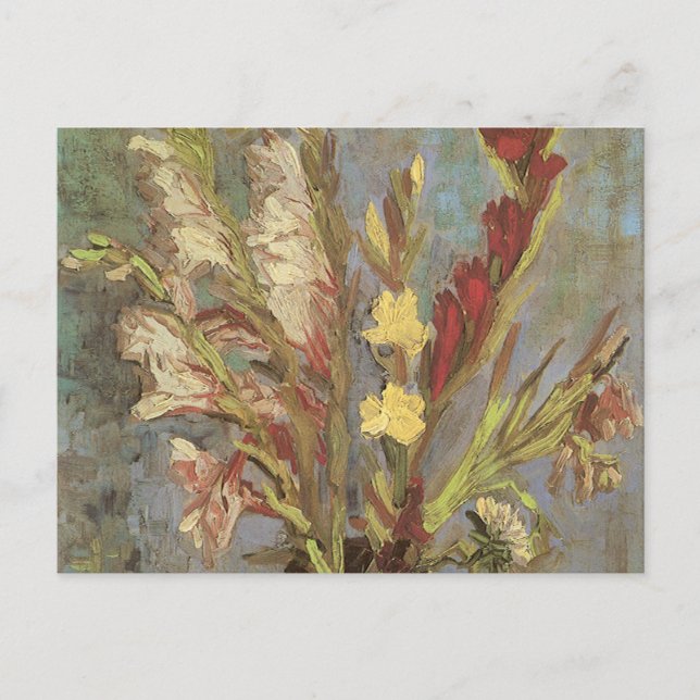 Postal Vincent van Gogh - Vase de vida fija con Gladioli (Anverso)