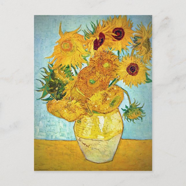 Postal Vincent van Gogh - Vase with 12 Sunflowers (Anverso)