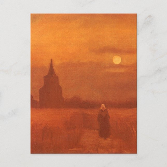 Postal Vincent van Gogh - Vieja torre en los campos (Anverso)