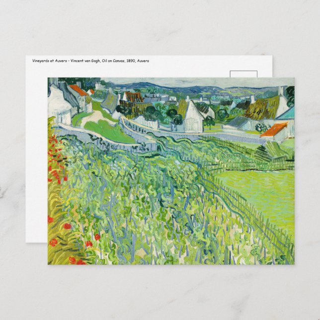 Postal Vincent van Gogh - Viñedos en Auvers (Anverso / Reverso)