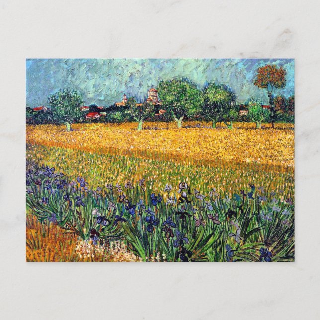 Postal Vincent Van Gogh - Vista de Arles con Lirios (Anverso)