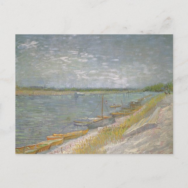 Postal Vincent van Gogh - Vista de un río con barcos de r (Anverso)
