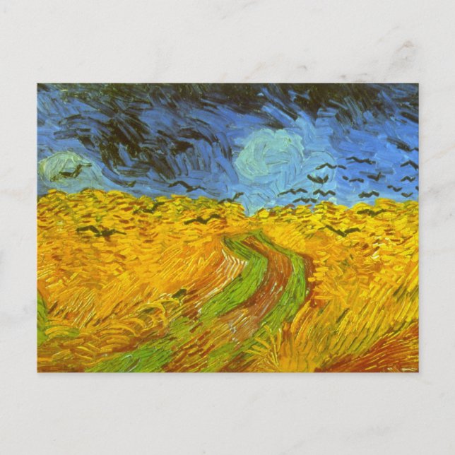Postal Vincent van Gogh Wheat Field with Crows (Anverso)