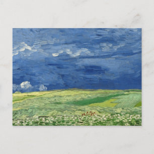 Postal Vincent van Gogh - Wheatfield bajo las nubes negra